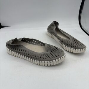 Ilse Jacobsen Shoes Womens Size 7.5 EU 38 Hornbaek Flats Slip On Dark Gray